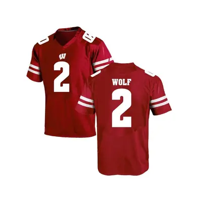 Men's Replica Chase Wolf Wisconsin Badgers College Jersey - Red