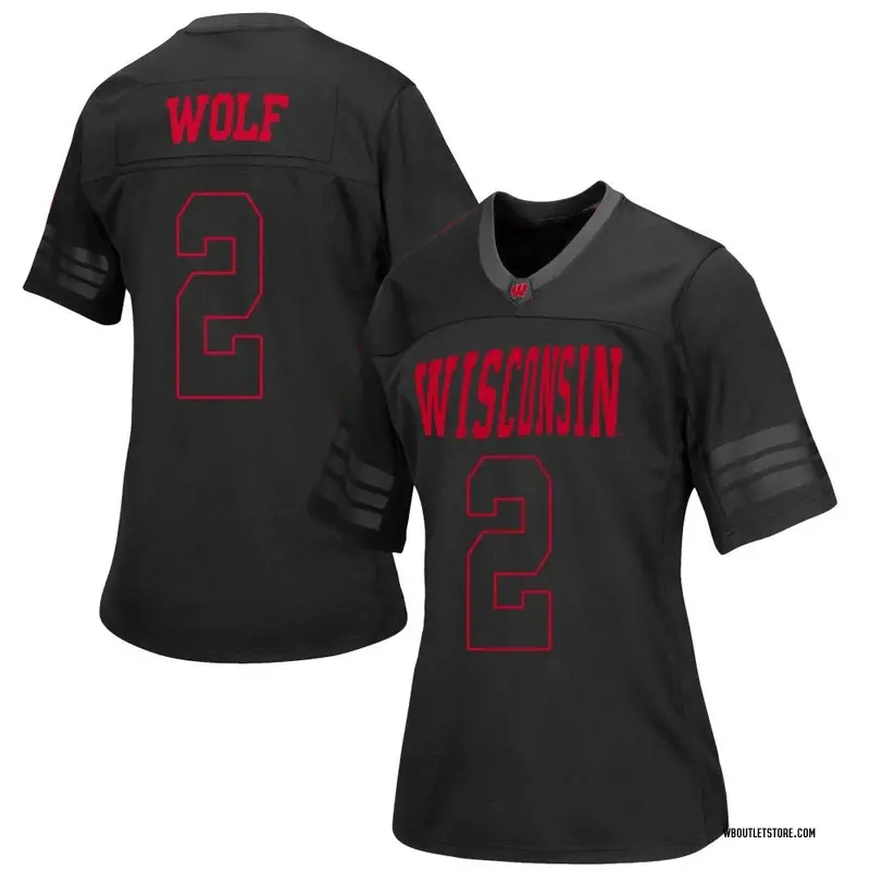 Women's Game Chase Wolf Wisconsin Badgers out College Jersey - Black