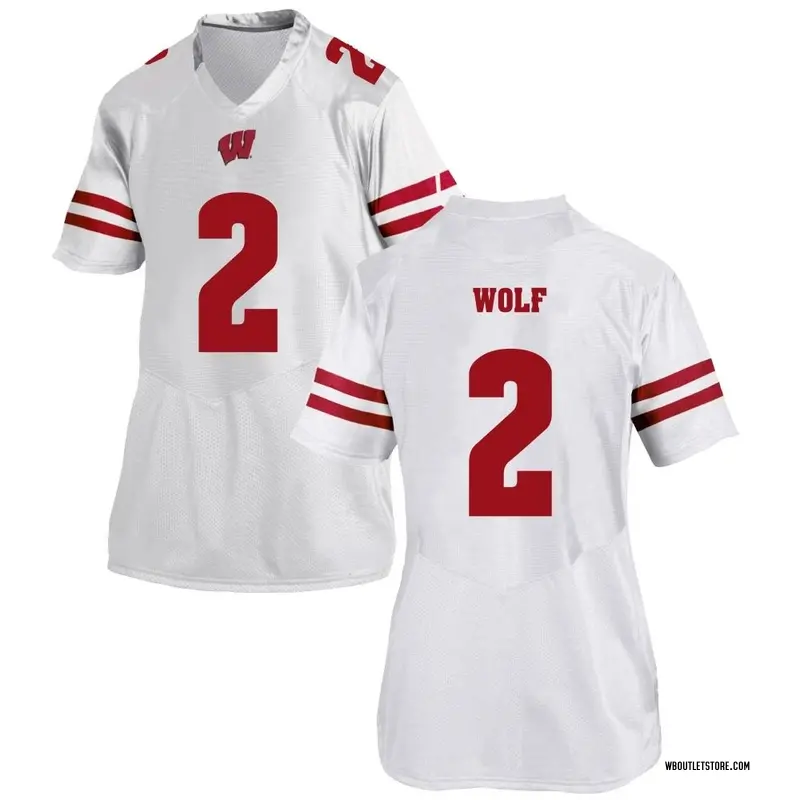 Women's Replica Chase Wolf Wisconsin Badgers College Jersey - White