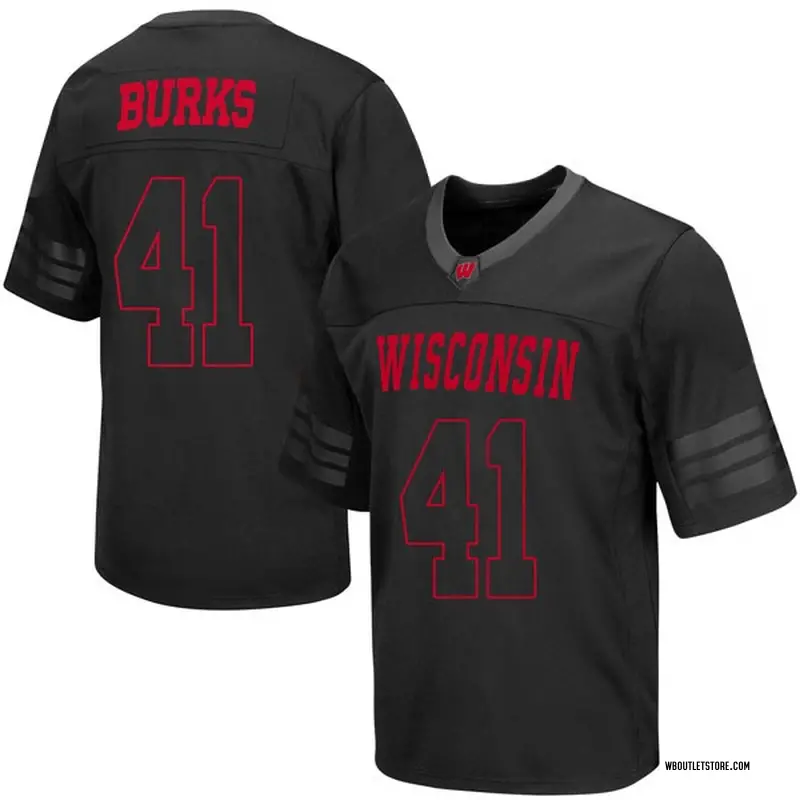 Youth Game Noah Burks Wisconsin Badgers out College Jersey - Black