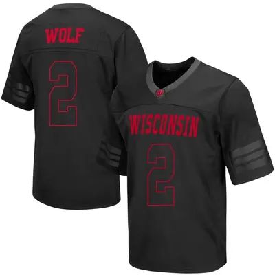 Youth Replica Chase Wolf Wisconsin Badgers out College Jersey - Black
